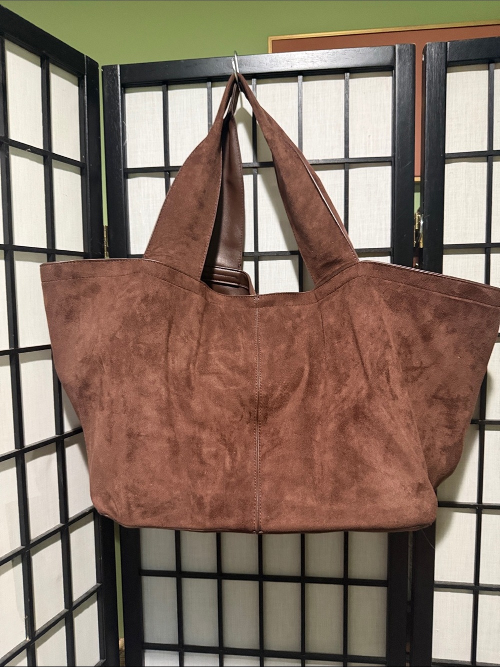 Free People Brown Vegan Suede/ Leather HUGE Reversible NWOT Roomy RemoveablPouch